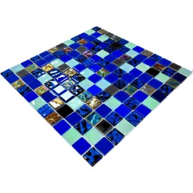 Resim MozaiKristaL Havuz ve Tüm yüzeyler için 23x23x4 mm Kristal Cam Mozaik ( 1 Kutu=11 File Karo=1 m2 Fiyatıdır) 