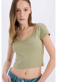Resim DeFacto Coool Fitted Fitilli Kaşkorse Basic Düz Kısa Kollu Tişört E0290AX25SMKH271 
