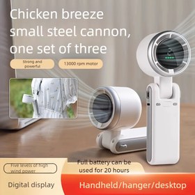 Resim Gerçekten Yüksek Hızlı Turboşarjlı El Tipi Küçük Fan, Saç Üfleme için Boyun Askılı Taşınabilir Fan, Ofis Masaüstü Fanı, Yurt Sessiz Fanı, Öğrenci Fanı, Ultra Uzun Dayanıklılık, Dış Mekanda Güçlü Fan, Yaz Turizmi Soğutma için Temel Araç 