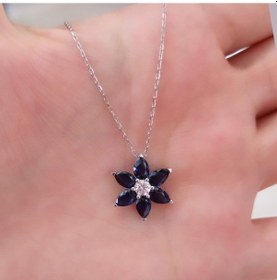 Resim LACİ TAŞLI ÇİÇEK GÜMÜŞ KOLYE 