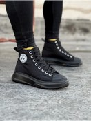 Resim WG Fashion Mp017 St Bağcıklı Ortopedik Yüksek/kalın Taban Yarım Bilek Erkek Sneaker Siyah 