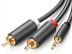 Resim Ugreen 3.5mm Aux 2 RCA Ses Kablosu 1 Metre Siyah 