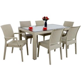 Resim Depootoptan Mandella Elit Rattan 90 x 150 CM 2 Elit Koltuk 4 Elit Sandalye Camlı M (533389974) 