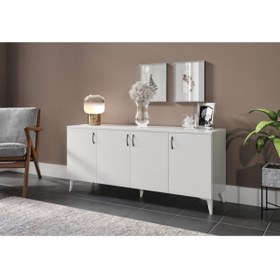 Resim KZNMOB HOME Sigma Çok Amaçlı Beyaz Mdf Konsol - Tamamı 1. Kalite Mdf 