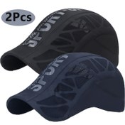 Resim 2 adet Erkek Yaz Hızlı Kuruyan Güneş Şapkaları, Spor Stil Mesh Beyzbol Şapkaları, Serin Trend Tasarım, Hafif Polyester, Ayarlanabilir Uygunluk, Açık Hava Aktiviteleri, Açık Hava Spor Şapkası | Trendi Beyzbol Şapka Tasarımı | Nefes Alabilen Mesh Şapka 