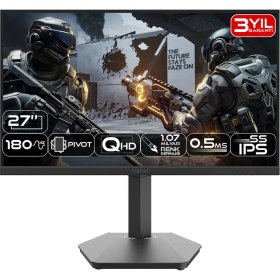 Resim Fazeon X27F180QP 27" 180Hz 0.5ms FAST IPS Qhd 1.07B Color Depth 8 Bit + FRC HDMI*2 + Dp*2 PIVOT RGB GAMING MONITOR 