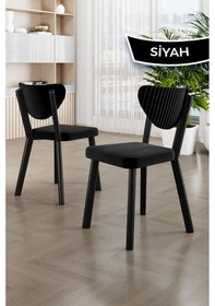 Resim Canisa Arfe Serisi 6 Adet Siyah Mutfak Sandalyesi Siyah Metal İskeletli 1. Sınıf Babyface Kumaş Sandalye Siyah Ayaklar Siyah 
