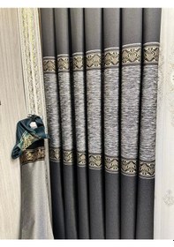 Resim Nivemeshome Likya Ft632120 V-902 Siyah 1/3 Sık Pileli Fon Perde Apm Siyah 