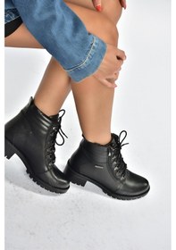 Resim Fox Shoes V555085503 Siyah Hakiki Deri Comfort Ortopedik Taban Kadın Bot Siyah-hakiki Deri 