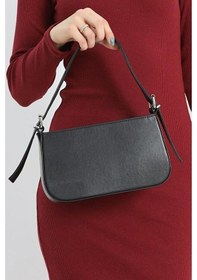 Resim Lovelystore Düz Baget Astarlı 3 Gözlü Basic Omuz Çantası 27x15 Siyah 