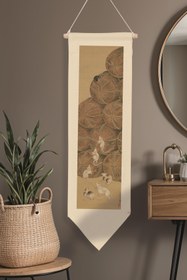 Resim Duvar Halısı Pinterest Dekoru, Hokusai Sanat Serisi 100cm Kanvas Flama Askılı Duvar Örtüsü NO:662 - Renkli - 15 / 30 x 100 