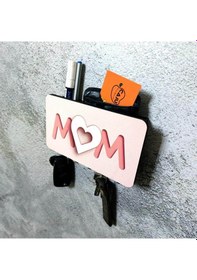 Resim Pembe Kalpli Mom Anne Yazılı Bölmeli Anahtarlık Duvar Askılık Dekor Diğer 
