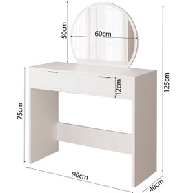 Resim Bimossa A20 Flora Çekmeceli Makyaj Masası - Meşe - Kumtaşı 
