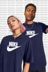 Resim Nike Sportswear Futura Swoosh Logo Tee T Shirt Unisex Baskılı Tişört Lacivert 