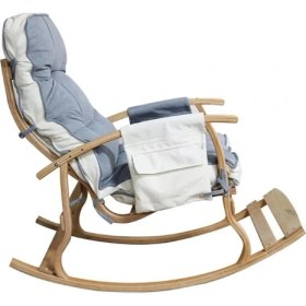 Resim Özmob Relax Lüx Ahşap Çift Minderli Çift Cepli Sallanan Sandalye Krem/gri 