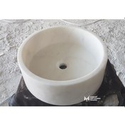 Resim Beyaz Mermer Mini Silindir Lavabo 