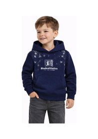 Resim Baglan Erkek Çocuk Önü Arkası Baskılı Kapüşonlu Sweatshirt Bgl-st05246 Lacivert 