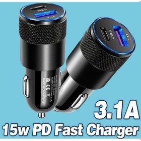 Resim 15w Pd Tip C 3.1a Usb Araç Şarj Cihazı Telefon Hızlı Araç Şarj Cihazı Güç Adaptörü İphone Uyumlu Xiaomi Samsung Huawei Onur Oppo Realme 