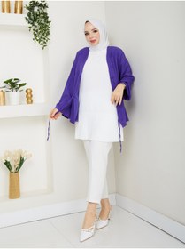 Resim fh fashionhere Kadın Tesettür Kolsuz Ekru Piliseli Içlik Gömlek Tunik Bluz Pliseli Pileli 