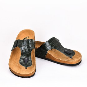 Resim Moosefield Hakiki Deri Yeşil Erkek Terlik 