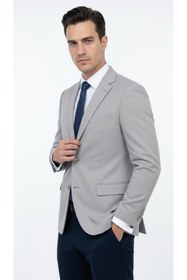 Resim Plus Scorpion Slim Fit Mikro Desenli Erkek Ceket Yazlık Pike Kumaş Çift Yırtmaç Blazer 