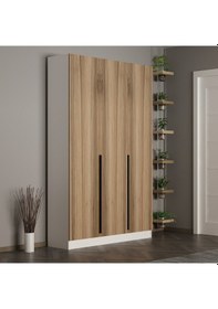 Resim Minar Kale 210 Cm 3 Kapaklı 1b Raf Portmanto Beyaz Dore Plus 