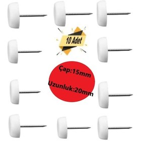 Resim Çivili Masa Sandalye Koltuk Mobilya Ünite Zemin Koruyucu Plastik Beyaz Poligirit Pabuç, 10 Adet Çap 15 Mm 