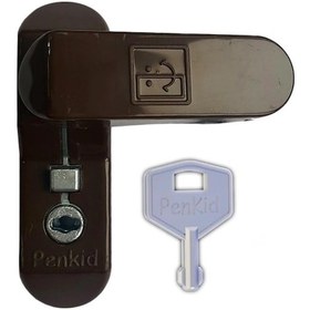 Resim Penkid Pvc Çocuk Emniyet Kilidi Düğmeli Anahtarlı Koyu Kahverengi 