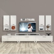 Resim Decoraktiv Ekoflex 8da Mdf Retro Tv Ünitesi Tv Sehpası - Parlak Beyaz 