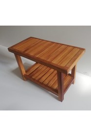 Resim OBERS Iroko Duş Oturağı, 40x60x40cm Ağaç Tabure, Ağaç Oturak, Duş Taburesi Özel 