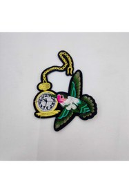 Resim FASHİON DANTEL Fashion Ütü Ile Yapışan Dokuma Arma -patch - Yama Saatli Kuş Modeli 