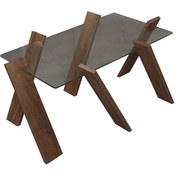 Resim Roman Maxi Cam Orta Sehpa Kafkas Meşe / Renkli Orta Sehpa 