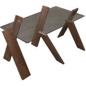 Resim Roman Maxi Cam Orta Sehpa Kafkas Meşe / Renkli Orta Sehpa 