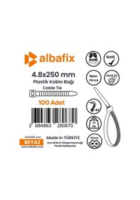 Resim 4.8x250 Mm Şeffaf Beyaz Plastik Kablo Bağı Klipsi Cırt Kelepçe 100 Adet 