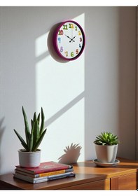 Resim Büro Ev Ofis Çocuk Odası Duvar Saati İçin 36cm Pembe Mekanizma Diğer 