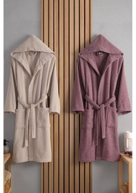 Resim Güvenal Verona Pamuk 2'li Çizgili Kapüşonlu Bornoz Seti Bornoz Çeyiz Seti Bornoz Takımı 2 Çok Renkli 