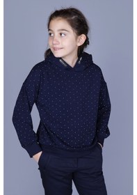 Resim Toontoy Kız Çocuk Taş İşlemeli Sweatshirt Lacivert 