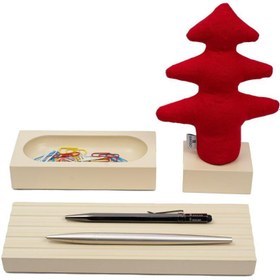 Resim Kayigo Woody Krem Üçlü Ofis Seti - Kırmızı Çam 