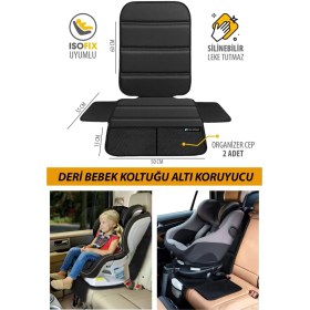 Resim Deri Oto Çocuk Bebek Koltuğu Koruyucu - Isofix Uyumlu - Leke Tutmuz - Silinebilir 