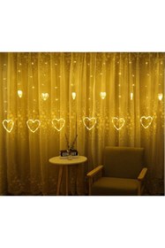 Resim PEKSHOP Kalp Dekorlu Animasyonlu Perde Led Işik 3 Metre Eklemeli 