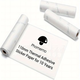 Resim 3 adet Phomemo 110mm Kendinden Yapışkanlı Termal Kağıt Ruloları M04S/M04AS Yazıcılar İçin - 10 Yıllık Dayanıklılık, Kolay Soyulma & Kalıntı Bırakmaz, DIY El Sanatları & Günlük Yazma İçin İdeal, Beyaz/Şeffaf/Renk Seçenekleri 