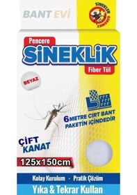 Resim Yapışkanlı Sineklik 125x150cm Çift Kanat Pencere Sineklik Bantlı 