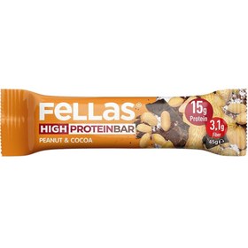 Resim FELLAS Yer Fıstıklı ve Kakaolu Yüksek Protein Bar 45g 