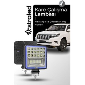 Resim Off Road 12-24 Volt Kare Sis Farı Drl Mavi 4 İnç 126 W Oto Çalışma Lambası 