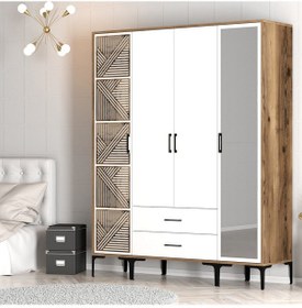 Resim Variant Kumsal 4 Kapılı Ptr Gardrop - Ceviz / Beyaz 