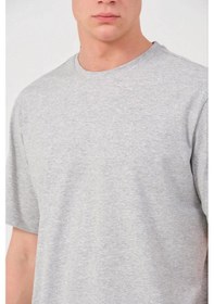 Resim Assema Erkek Düz Kısa Kol Penye T-shirt - Gri Çok Renkli 