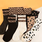 Resim 9 Çift Kadın Moda Orta-Baldır Çorapları - Karışık Kalp & Leopar Baskı Desenleri, Tüm Sezonlara Uygun Nötr Renkler, Yumuşak Dayanıklı Kumaş, Günlük ve Resmi Kıyafetler için Makinede Yıkanabilir, Eğlenceli Çorap Desenleri, Rahat Çorap Malzemesi 