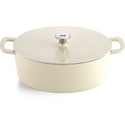 Resim Fissler Moments Collection Cast Demir Döküm Tencere Oval Beyaz 33 CM 
