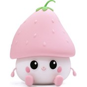 Resim Xurunkeji Sevimli Çilekler Gece Lambası, Sevimli Gece Lambası Gece Lambası, Yatak Odası İçin Şarj Edilebilir Gece Lambası, Lamba Odası Dekoru, Pembe Pembe 