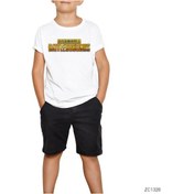 Resim Pubg Logo Beyaz Çocuk Tişört Siyah 